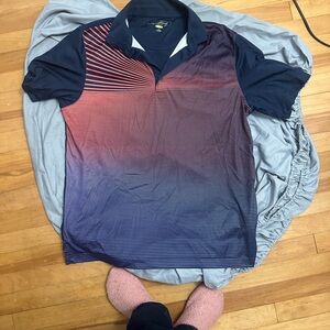 Greg Norman Collection Red and Blue Men's Jersey Shirt